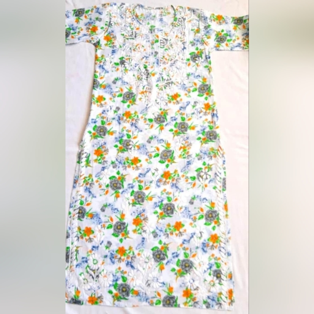 Chikankari mul cotton kurta